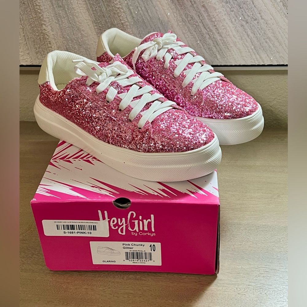Corkys Hey Girl Pink Chunky Glitter size 10